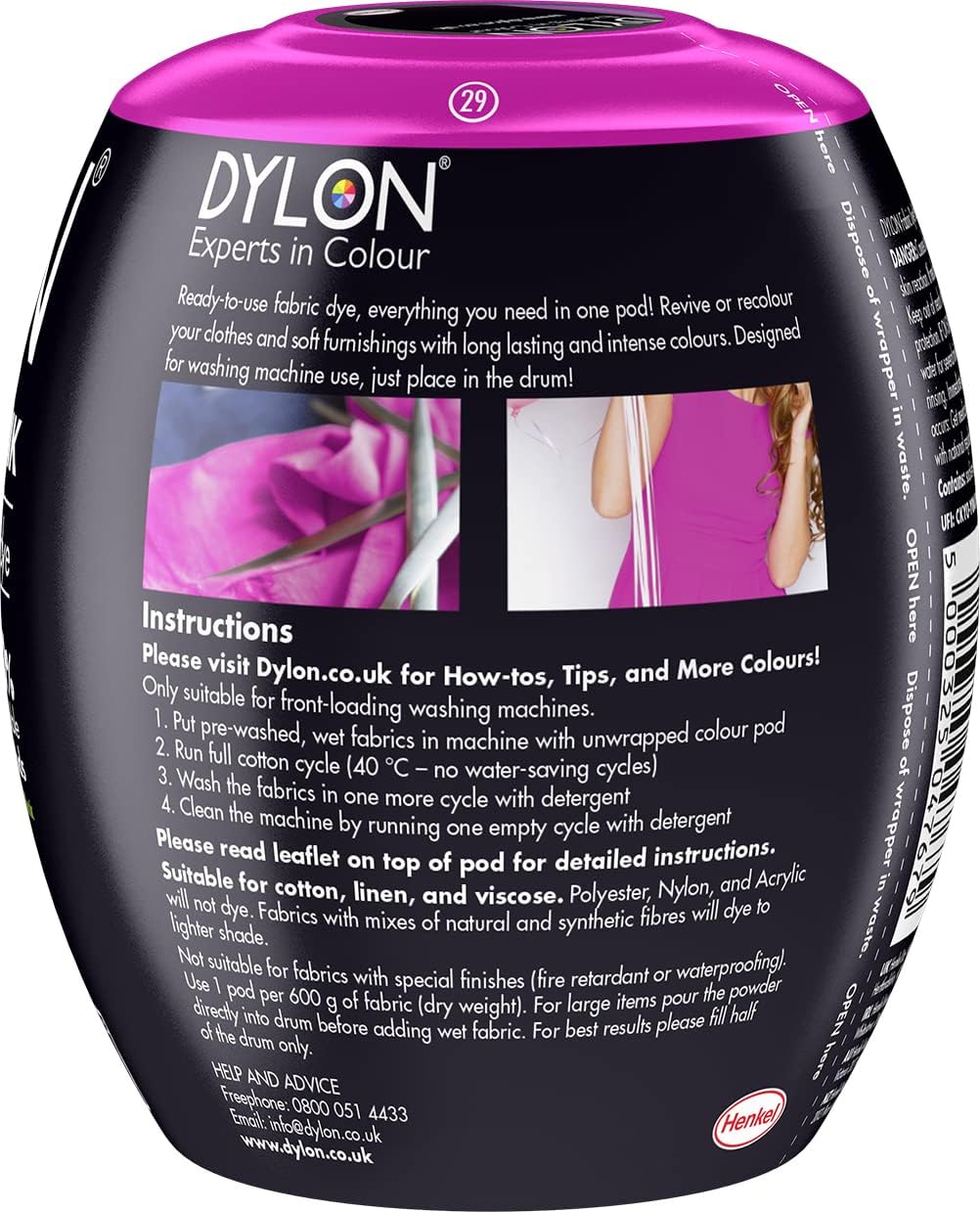 Vopsea de haine & materiale textile Dylon Dye Passion Pink